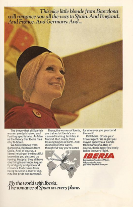 Iberia se anunciaba con azafatas rubitas que le enamorarán en los años 70